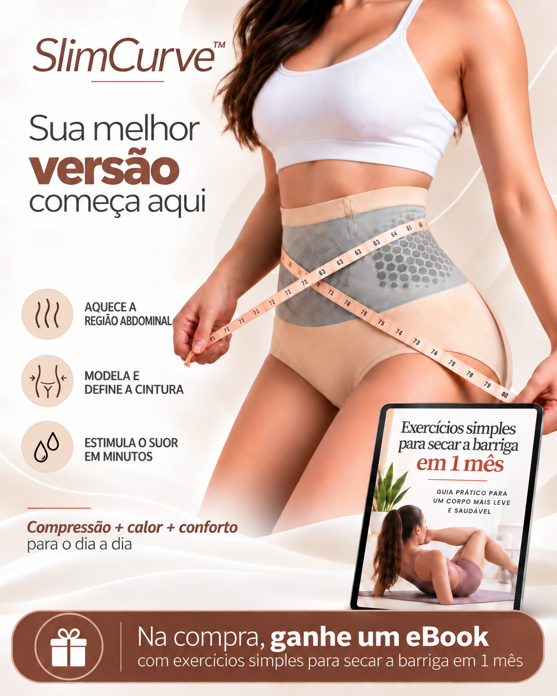 Seque a Barriga de Forma Fácil - Cinta modeladora térmica 4 em 1 SlimCurve™