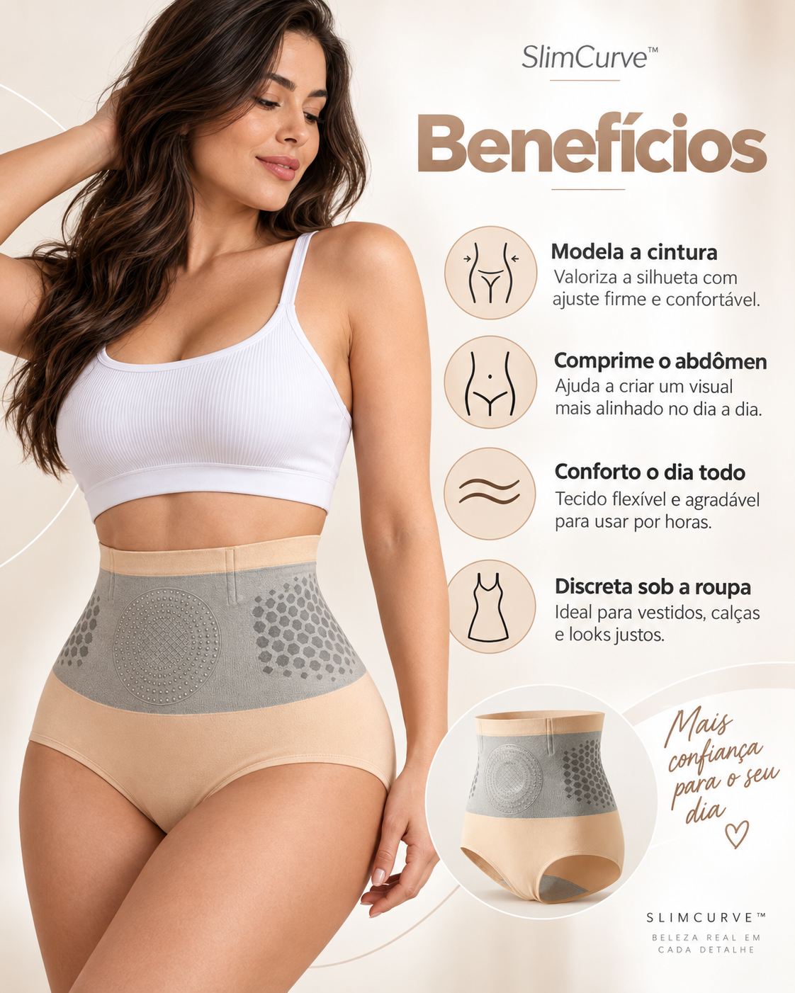 Seque a Barriga de Forma Fácil - Cinta modeladora térmica 4 em 1 SlimCurve™ - imagem 2